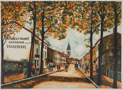 Maurice UTRILLO (d’après) : La Vacheresse, route National à Anse (Rhône) - Lithographie signée 2