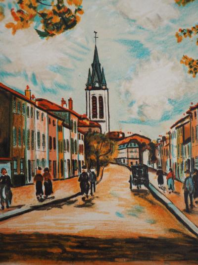Maurice UTRILLO (d’après) : La Vacheresse, route National à Anse (Rhône) - Lithographie signée 2