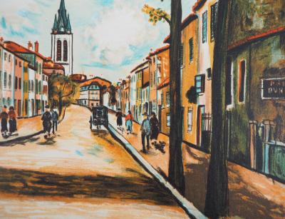 Maurice UTRILLO (d’après) : La Vacheresse, route National à Anse (Rhône) - Lithographie signée 2