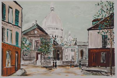 Maurice UTRILLO (d’après) - Eglise Saint-Pierre, Place du Tertre à Montmartre - Lithographie signée 2