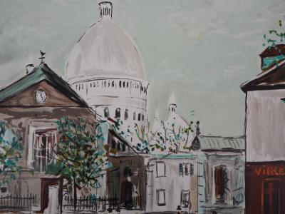Maurice UTRILLO : Eglise Saint-Pierre, Place du Tertre à Montmartre - Lithographie signée 2