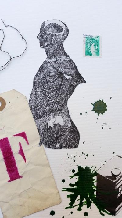 Christophe STOUVENEL - No Sense Anatomy, 2018 - Collage signé 2