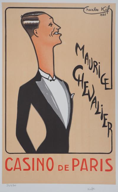 Charles KIFFER : Maurice Chevalier en smoking - Lithographie Signée 2