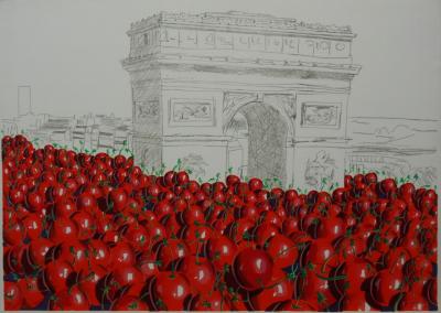 Jacques HALBERT - Paris envahi par les cerises, 1979 - Lithographie signée 2