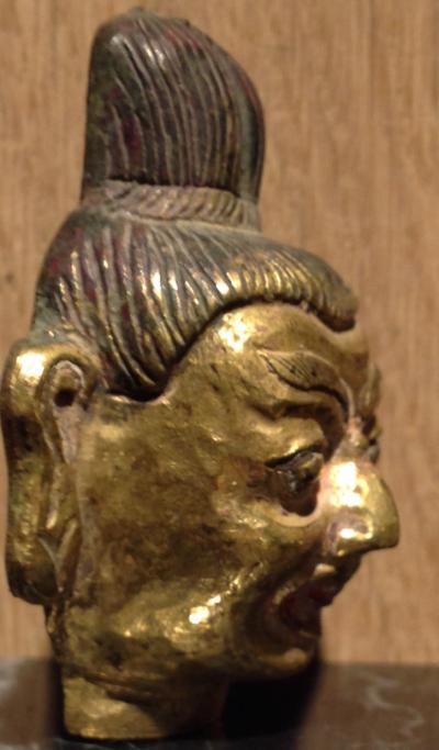 Tibet - Dakini head in gilded bronze, 19th century 2