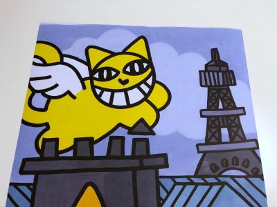 M.CHAT (Thoma Vuille) - Chats volants à Paris, 2017, Sérigraphie 2