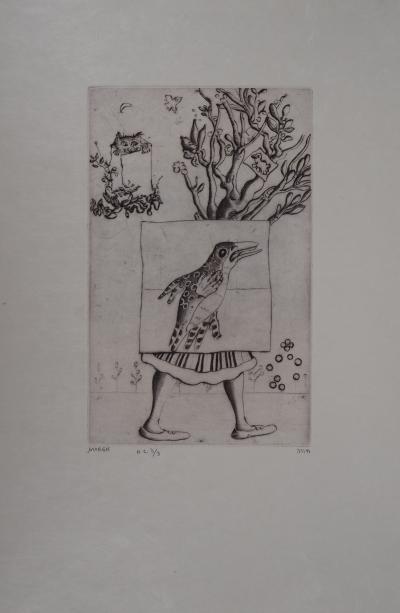 Mordecaï MOREH : Le vol de l’oiseau - Gravure originale signée 2