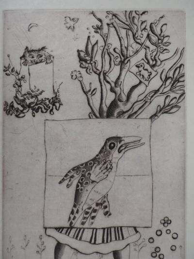 Mordecaï MOREH : Le vol de l’oiseau - Gravure originale signée 2