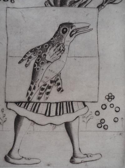 Mordecaï MOREH : Le vol de l’oiseau - Gravure originale signée 2