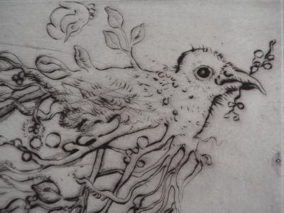 Mordecaï MOREH : L’oiseau du printemps - Gravure originale signée 2