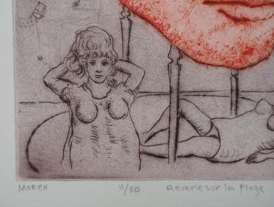 Mordecaï MOREH : Rêverie sur la plage - Gravure originale signée 2