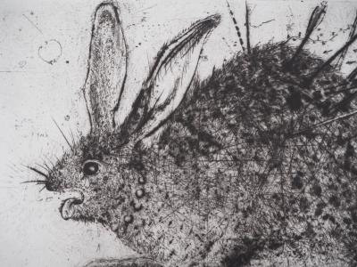 Mordecaï Moreh (1937-) - The Hare Hunt, original signed engraving 2
