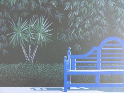 Patrick LE HEC’H - le banc bleu - Lithographie originale signée au crayon 2