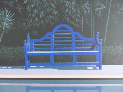 Patrick LE HEC’H - le banc bleu - Lithographie originale signée au crayon 2