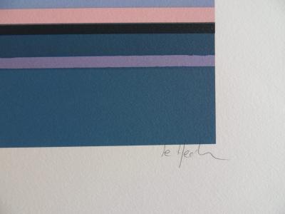 Patrick LE HEC’H - le banc bleu - Lithographie originale signée au crayon 2