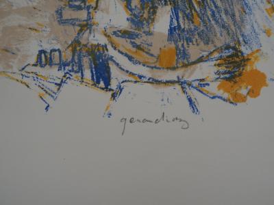 Gérard DIAZ : Village embrumé - Lithographie Originale Signée 2