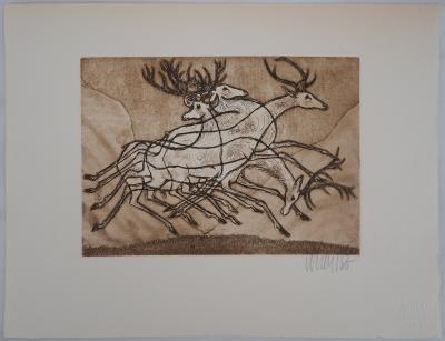 Lars BO : La course de cerfs - Gravure Originale Signée 2