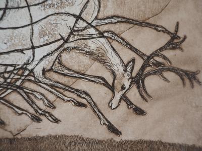Lars BO : La course de cerfs - Gravure Originale Signée 2