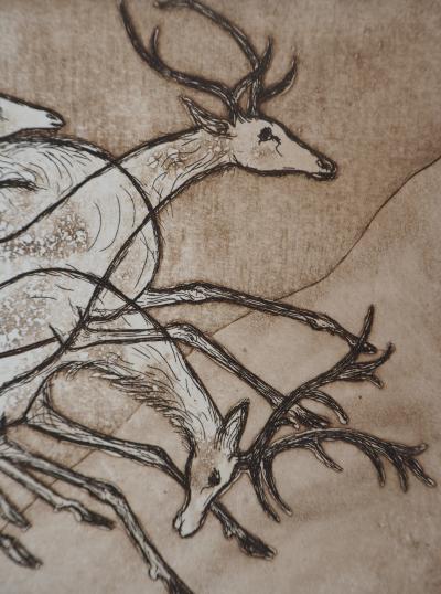 Lars BO : La course de cerfs - Gravure Originale Signée 2