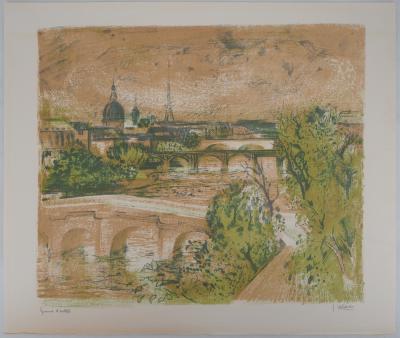 Paul COLLOMB : Paris sur la Seine - Lithographie Originale Signée 2