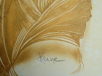 Jean HEINE : Jeune femme au voile - Lithographie signée au crayon 2