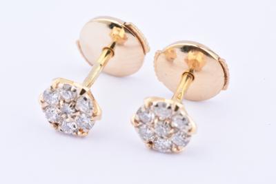 Boucles d’oreille / puces d’oreille en or jaune 18 carats (750 millièmes) 2