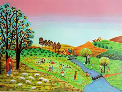 André CODAGOGNE - Paysage champêtre - Lithographie originale 2