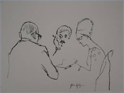 René GENIS : Trois personnages - Dessin signé 2