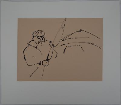 René GENIS : Pêcheur - Dessin Original Signé 2