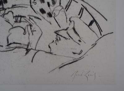 René GENIS : Le repos des pêcheurs - Dessin Original Signé 2