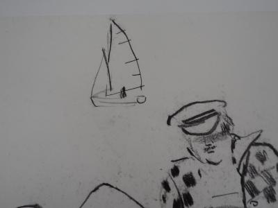 René GENIS : Le repos des pêcheurs - Dessin Original Signé 2
