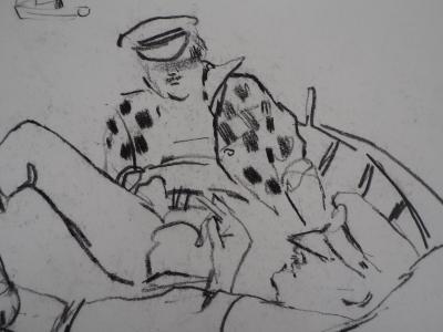 René GENIS : Le repos des pêcheurs - Dessin Original Signé 2