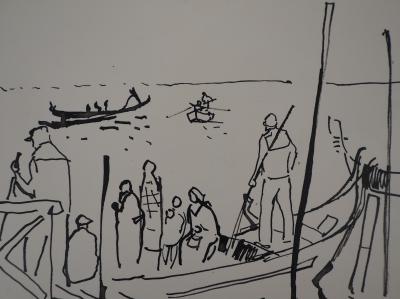 René GENIS : La gondole de Venise - Dessin Original Signé 2