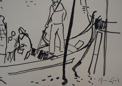 René GENIS : La gondole de Venise - Dessin Original Signé 2