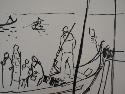 René GENIS : La gondole de Venise - Dessin Original Signé 2
