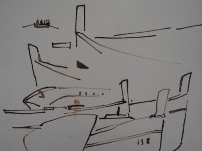 René GENIS : Étraves à Mandello (Sicile) - Dessin Original Signé 2