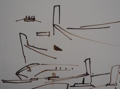 René GENIS : Étraves à Mandello (Sicile) - Dessin Original Signé 2