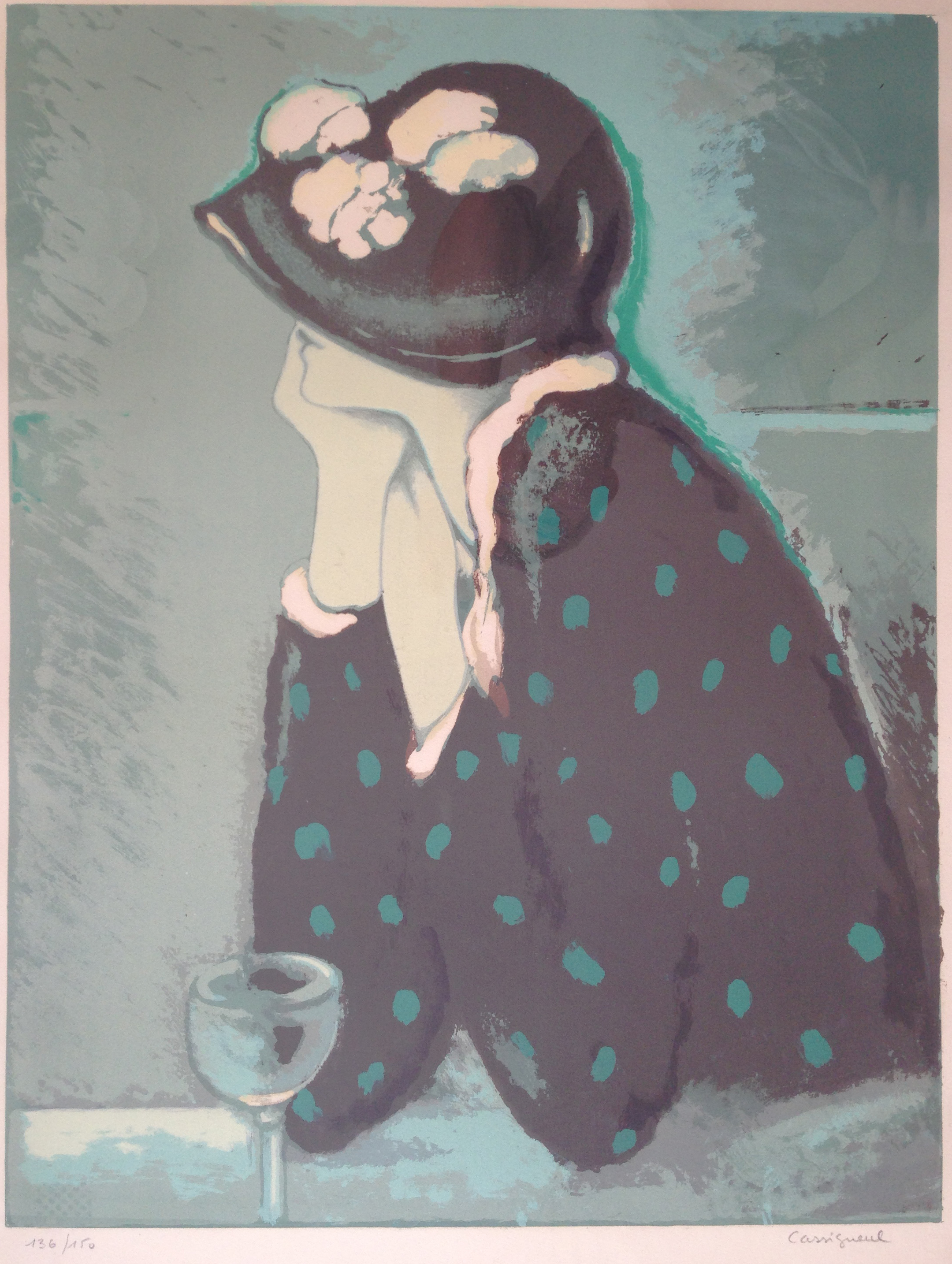 Jean-Pierre CASSIGNEUL - Elégante au chapeau, lithographie