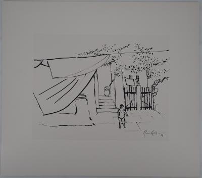 René GENIS : L’enfant dans la ruelle - Dessin Original Signé 2