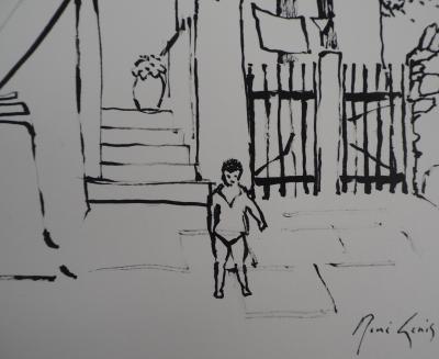 René GENIS : L’enfant dans la ruelle - Dessin Original Signé 2