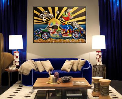 BENI - Voiture utopique, 2018 - Huile sur toile signée 2