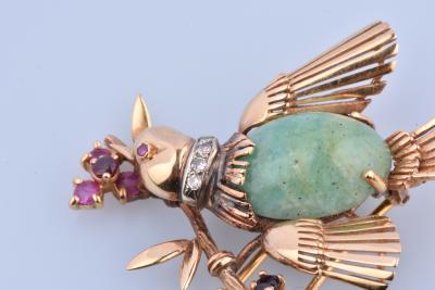 Broche vintage oiseau en or jaune 18 carats 2
