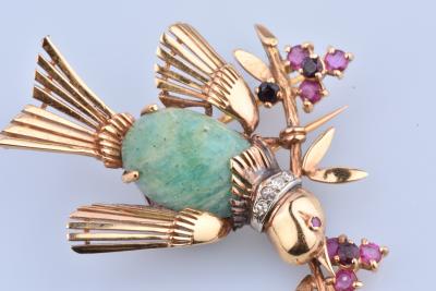 Broche vintage oiseau en or jaune 18 carats 2
