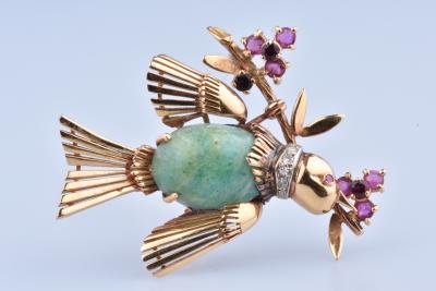 Broche vintage oiseau en or jaune 18 carats 2