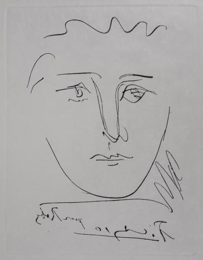 Pablo PICASSO : Visage pour Roby - Gravure signée,1950 2