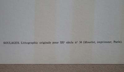 Pierre SOULAGES - Lithographie N° 28, 1970, Lithographie 2