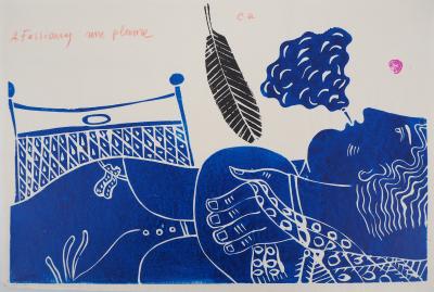 Alekos FASSIANOS : Une plume - Linogravure Originale Signée 2