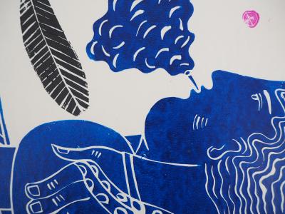 Alekos FASSIANOS : Une plume - Linogravure Originale Signée 2
