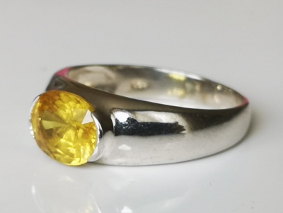 Bague en Argent, saphir jaune  de 3.25 carats avec certificat 2