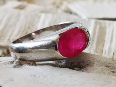 Bague argent rubis de Birmanie  de 2.88 cts  avec certificat 2